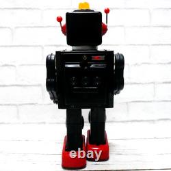 Vintage Metal House Tin TV Space Robot Battery operated Black Red WithBOX