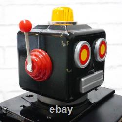 Vintage Metal House Tin TV Space Robot Battery operated Black Red WithBOX