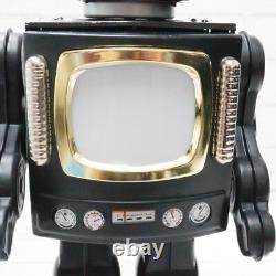 Vintage Metal House Tin TV Space Robot Battery operated Black Red WithBOX
