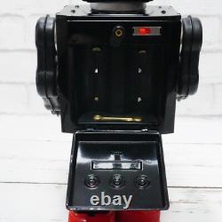 Vintage Metal House Tin TV Space Robot Battery operated Black Red WithBOX