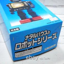 Vintage Metal House Tin TV Space Robot Battery operated Black Red WithBOX