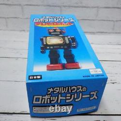 Vintage Metal House Tin TV Space Robot Battery operated Black Red WithBOX