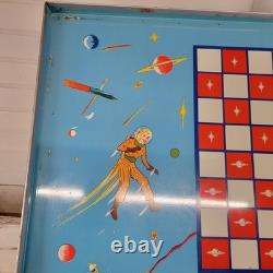 Vintage Mid-Century Spacemaster Tin Toy Chest, SF Space Interior, 1950s-60s