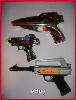 Vintage & Modern Space Toy Gun Lot Of 6 Ray Astroray Friction Jet Chrome