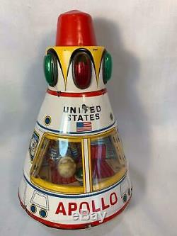 Vintage Modern Toys Apollo Tin Litho Battery Operated Toy Works Space Japan