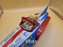 Vintage Modern Toys MT Space Rocket No 9 Tin Toy Japan 32cm 12.6 Astronaut