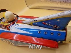 Vintage Modern Toys MT Space Rocket No 9 Tin Toy Japan 32cm 12.6 Astronaut