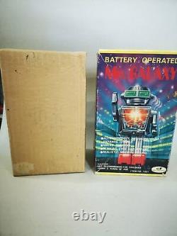 Vintage Mr. Galaxy Battery Operated Japan Space Robot Tin toy /Original Box/Works