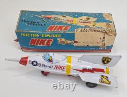 Vintage NIKE Tin Toy Rocket Masuya Japan Made Friction Powered with Box US Army