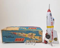 Vintage NIKE Tin Toy Rocket Masuya Japan Made Friction Powered with Box US Army