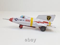Vintage NIKE Tin Toy Rocket Masuya Japan Made Friction Powered with Box US Army