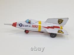 Vintage NIKE Tin Toy Rocket Masuya Japan Made Friction Powered with Box US Army