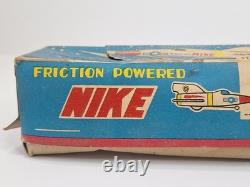 Vintage NIKE Tin Toy Rocket Masuya Japan Made Friction Powered with Box US Army