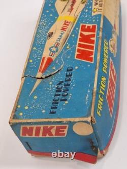 Vintage NIKE Tin Toy Rocket Masuya Japan Made Friction Powered with Box US Army