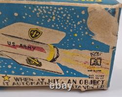 Vintage NIKE Tin Toy Rocket Masuya Japan Made Friction Powered with Box US Army