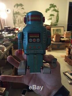 Vintage Noguchi Space Mighty Robot Wind Up Astronaut Tin Toy Japan 1960's