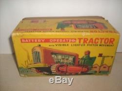 Vintage Nomura Tin Robot Tractor & Original Box 1956 Battery Op Space Figure Toy