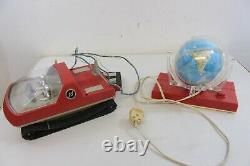 Vintage OPECA Russian Tracked Red Plastic Space Toy Battery Op World Globe