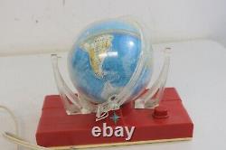 Vintage OPECA Russian Tracked Red Plastic Space Toy Battery Op World Globe