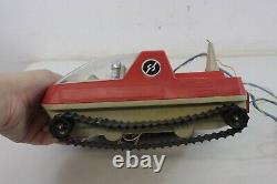 Vintage OPECA Russian Tracked Red Plastic Space Toy Battery Op World Globe