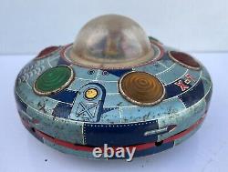 Vintage Old Battery Operate Modern Toys Space Explorer Ship Llitho Tin Toy Japan