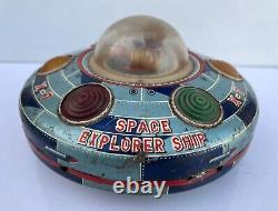 Vintage Old Battery Operate Modern Toys Space Explorer Ship Llitho Tin Toy Japan