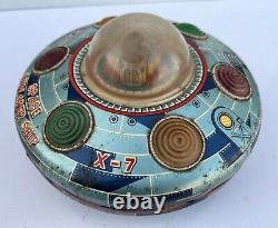 Vintage Old Battery Operate Modern Toys Space Explorer Ship Llitho Tin Toy Japan