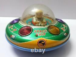 Vintage Old Battery Operate X 7 Space Ship Litho Tin Toy Flying Saucer Japan