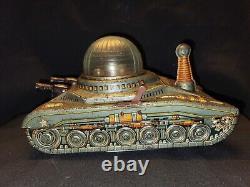 Vintage Old Battery-operated Tin Toy Looping Space Tank Daiya Japan 1950