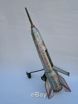 Vintage Old Friction Space Tin Toy Rocket Ship Holdraketa
