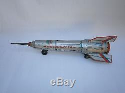 Vintage Old Friction Space Tin Toy Rocket Ship Holdraketa