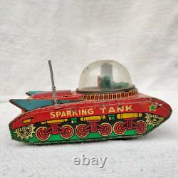 Vintage Old LTI Space Sparkling Tank Astronauts sparkling Friction Tin Toy156