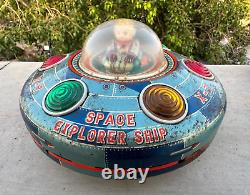 Vintage Old MT Trademark X-7 Space Explorer Ship Battery Litho Tin Toy Japan