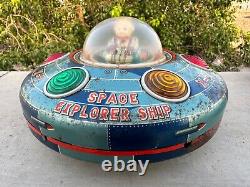 Vintage Old MT Trademark X-7 Space Explorer Ship Battery Litho Tin Toy Japan
