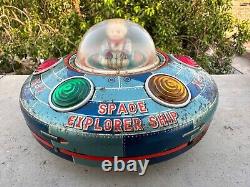 Vintage Old MT Trademark X-7 Space Explorer Ship Battery Litho Tin Toy Japan