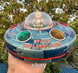 Vintage Old MT Trademark X-7 Space Explorer Ship Battery Litho Tin Toy Japan