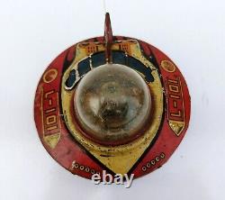 Vintage Old Rare Wind Up Fire Sparkling L 101 Space Ship Litho Tin Toy Japan