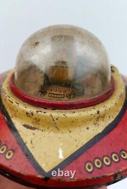 Vintage Old Rare Wind Up Fire Sparkling L 101 Space Ship Litho Tin Toy Japan