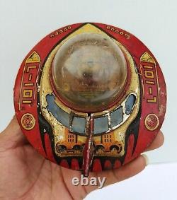 Vintage Old Rare Wind Up Fire Sparkling L 101 Space Ship Litho Tin Toy Japan