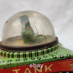 Vintage Old VTI Commander Space Tank Astronauts Sparkling Friction Tin Toy157