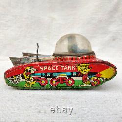 Vintage Old VTI Sparkling Space Tank Astronauts sparkling Friction Tin Toy158