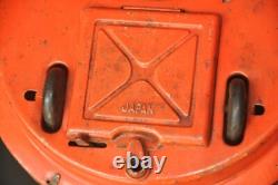 Vintage Orange Round/Disc Shape Space Ship Battery Litho Tin Toy, Japan