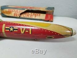 Vintage Original Masudaya Sparkling Rocket V-1 Japan 1950 Space Toy with Box