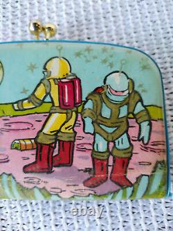 Vintage Plastic Children Kids Space with Spacemen Wallet