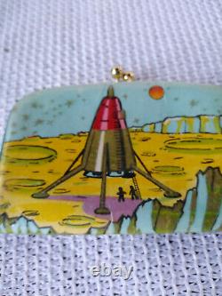 Vintage Plastic Children Kids Space with Spacemen Wallet