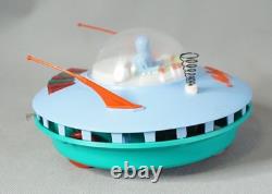 Vintage Poland Palart Space Ship Toy Flying Saucer Meteor Tin Plastic Box Works