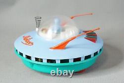 Vintage Poland Palart Space Ship Toy Flying Saucer Meteor Tin Plastic Box Works