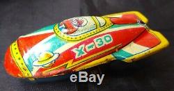 Vintage Rare ATOMIC RAY X-30 Rocketship JAPAN Tin Litho Toy 1950s