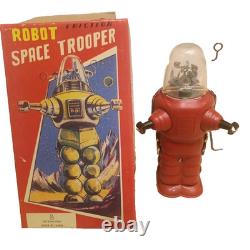 Vintage Rare Tin Robot Toy Space Trooper & Moon Explorer Set of 2, Good Used