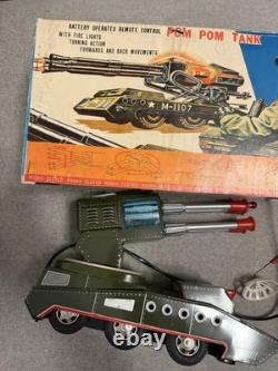 Vintage Rare Tin Toy Remote Control X-10 Pom Pom Space Tank S&E Rosko Japan Box